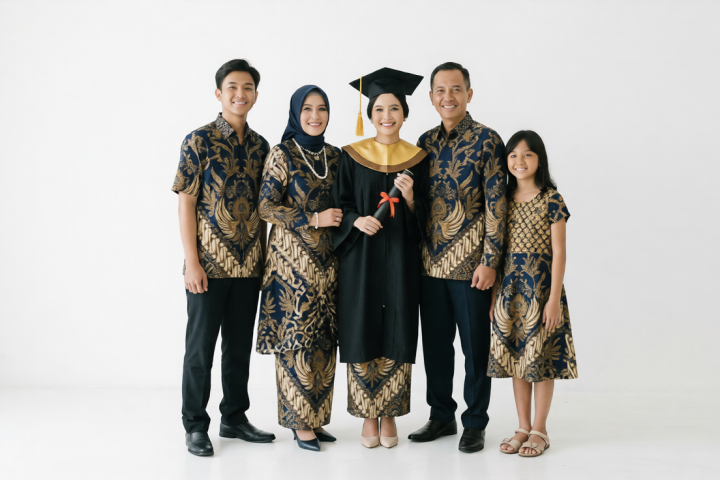 baju couple keluarga untuk foto wisuda