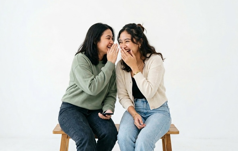 Gaya Foto Studio Pose Sedang Nggosip Bareng Bestie Ber 2